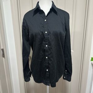 Ralph Lauren Black Blouse with White Dots